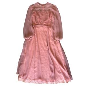 70s vintage prairie dress pink victorian sz 10 usa union made